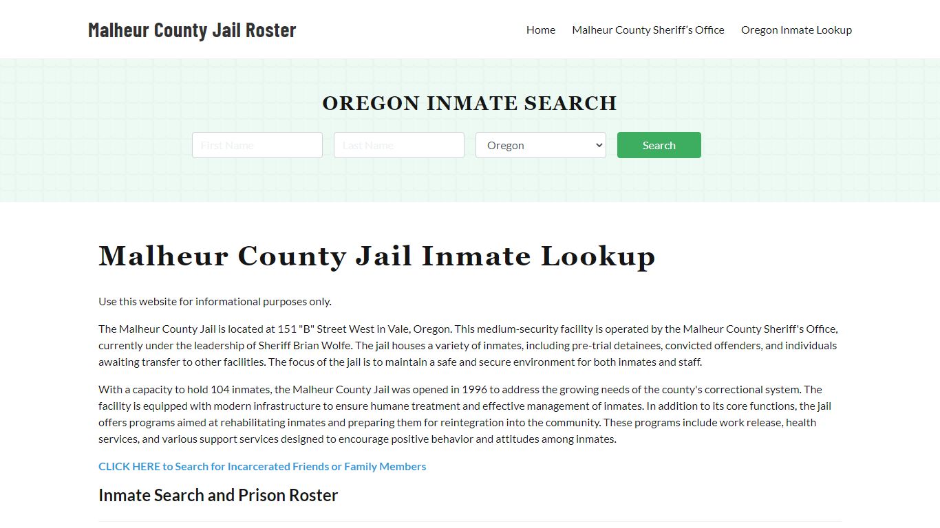 Malheur County Jail Roster Lookup, OR, Inmate Search